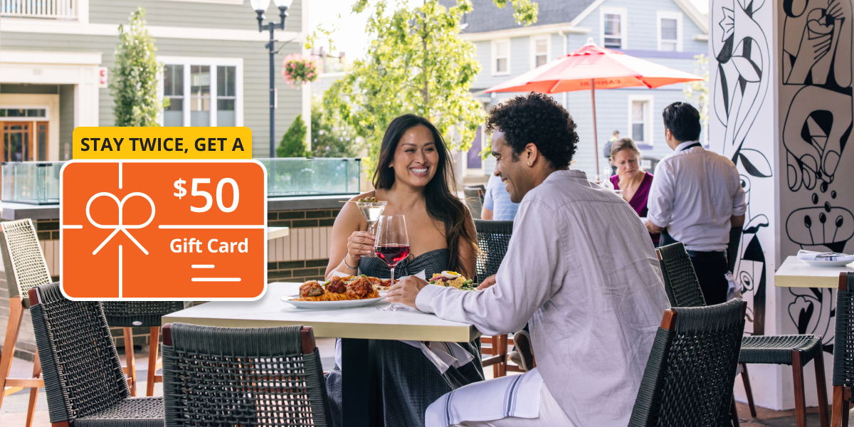 STAY TWICE, GET A - $50 Gift Card