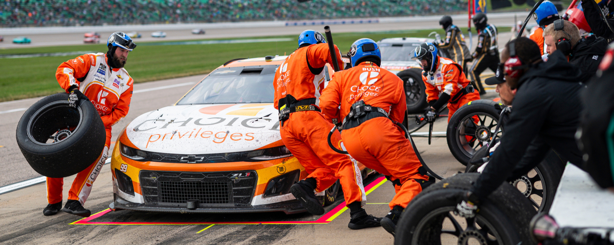 Trackhouse Racing-Choice Privileges Branded Car and Pit-Crew